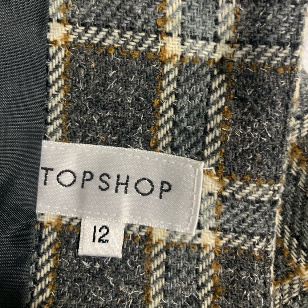 Topshop Women's Blazer Jacket Checked Grey Mix Wool Blend Single Breast UK 12 - Picture 7 of 8